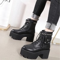 Rivets Gothic Black Short Motorcycle Boots  - Thumbnail 2
