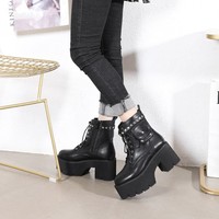 Rivets Gothic Black Short Motorcycle Boots  - Thumbnail 3