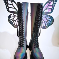 Beautiful Butterfly Wings Platform Boots - Thumbnail 3