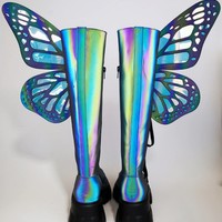 Beautiful Butterfly Wings Platform Boots - Thumbnail 4
