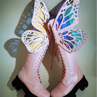Beautiful Butterfly Wings Platform Boots - Thumbnail 6