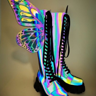 Beautiful butterfly wings platform boots - Thumbnail 2
