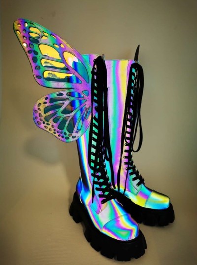 Beautiful Butterfly Wings Platform Boots