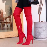 Sexy Winter and Autumn Pointed Toe Over the Knee Boots - Thumbnail 6