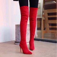 Sexy Winter and Autumn Pointed Toe Over the Knee Boots - Thumbnail 5