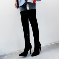 Sexy Winter and Autumn Pointed Toe Over the Knee Boots - Thumbnail 1