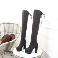 Luxury Style Platform Knee High Fashion boots - Thumbnail 8