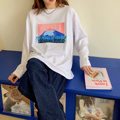 The peaks of fujisan snowberg mountain printed long leeve t-shirt