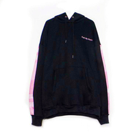 Bandana Pink Color Block Black Hoodie Sweatshirt - Thumbnail 4