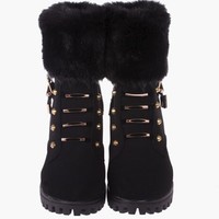 Gothic Black Leather  Lace Up Women's Platform Boots - Thumbnail 5