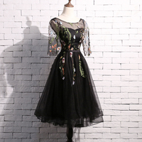 Cute lace short prom dress black homecoming dress - Thumbnail 4