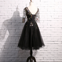 Cute lace short prom dress black homecoming dress - Thumbnail 5