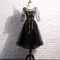 Cute lace short prom dress black homecoming dress - Thumbnail 6