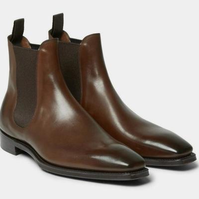 New adult chocolate brown leather chelsea boot