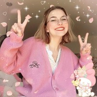 Angelic Pink Letter Embroidery Harajuku Kawaii Loose Knitted Sweater - Thumbnail 4