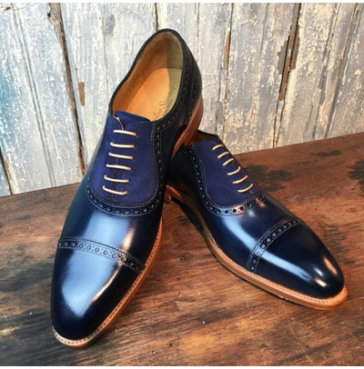 Handmade Men Navy Blue Leather Dress Shoes, Formal Men Shoes