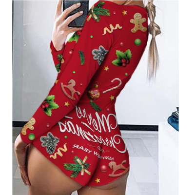 Long sleeve christmas print jumpsuit - Thumbnail 4