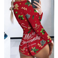 Long Sleeve Christmas print jumpsuit - Thumbnail 1
