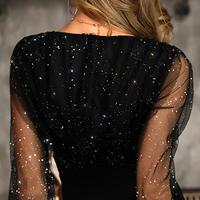 Sexy Solid Color V-Neck Long Sleeve Dress - Thumbnail 2