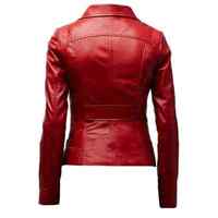 Womens Genuine Lambskin Real Leather Jacket Biker Slim Motorcycle Red Jacket - Thumbnail 1