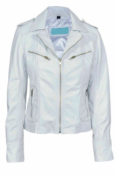 Women's Genuine Lambskin Leather Jacket Slim Fit Stylish Biker White Coat