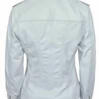 Women's Genuine Lambskin Leather Jacket Slim Fit Stylish Biker White Coat - Thumbnail 1