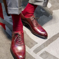 New Burgundy derby brogue Leather Men's Shoes - Thumbnail 1
