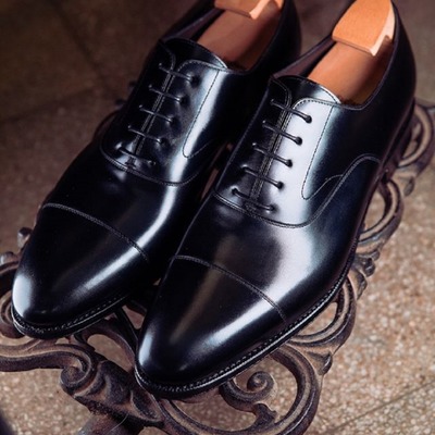  men's black cap toe leather formal wear shoes - Thumbnail 4