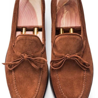 Decent brown moccasin formal wear suede christmas sale shoes for gentlemen