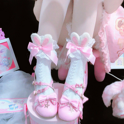 bow lace cute rabbit ear socks