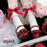 bow lace cute rabbit ear socks - Thumbnail 1