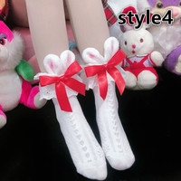 bow lace cute rabbit ear socks - Thumbnail 4