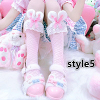 bow lace cute rabbit ear socks - Thumbnail 5