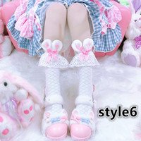 bow lace cute rabbit ear socks - Thumbnail 6