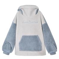 Cute Warm Can Sealed Shark Fleece Hoodie Pullover - Thumbnail 4