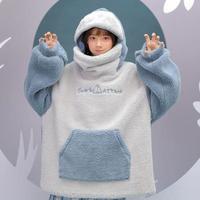 Cute Warm Can Sealed Shark Fleece Hoodie Pullover - Thumbnail 1