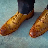Oxfords Bespoke Tan Wingtip Shoes, Mens Dress Brogue Shoes - Thumbnail 1