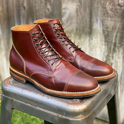 Brown dress cap toe outerwear fashion 2020 hand craft made lace up boot for mens - Thumbnail 2