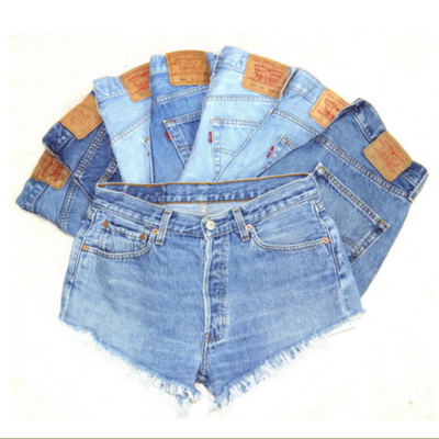 Fashion distressed ripped high waist denim shorts