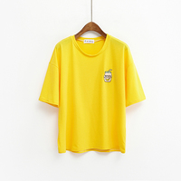 Cute Summer Banana Milk Drink Embroidery Yellow White Casual Short Sleeve Tee Shirt T-shirt Top E-Girl Kawaii Korean Japanese Harajuku Streetwear - Thumbnail 8