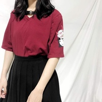 Cute Anime Demon Girl Cartoon Print Graphic Punk Goth Oversized Short Sleeve Tee Shirt T-shirt Top E-Girl Kawaii Korean Japanese Harajuku Streetwear - Thumbnail 3