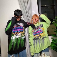 Cute Graffiti Art Graphic Print Punk Baggy Hip Hop Oversized Long Sleeve Tee Shirt T-shirt Top E-Girl Kawaii Korean Japanese Harajuku Streetwear - Thumbnail 2