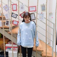 Cute Pastel Cloud Winter Autumn Loose Oversized Casual Knit Sweater Sweatshirt Pullover Jumper Shirt E-Girl Kawaii Korean Japanese Harajuku Streetwear - Thumbnail 2