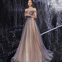 Shiny tulle sequins long prom dress evening dress - Thumbnail 2