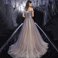 Shiny tulle sequins long prom dress evening dress - Thumbnail 5