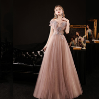 Unique tulle long prom dress A line evening dress - Thumbnail 2
