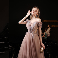 Unique tulle long prom dress A line evening dress - Thumbnail 3