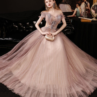 Unique tulle long prom dress A line evening dress - Thumbnail 6