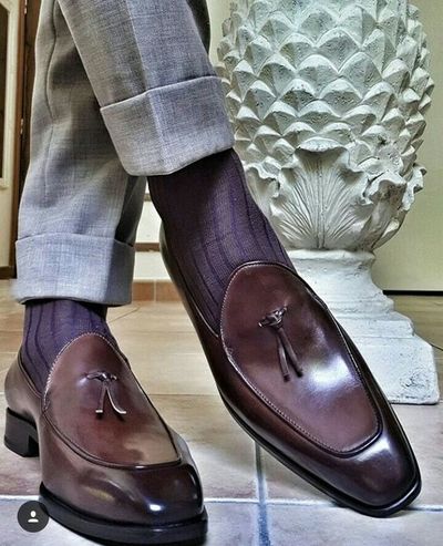 New Chocolate Brown Leather Loafer Mocassion Shoes