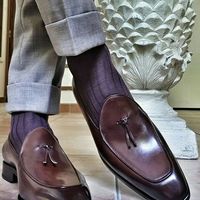 New Chocolate Brown Leather Loafer Mocassion Shoes - Thumbnail 1